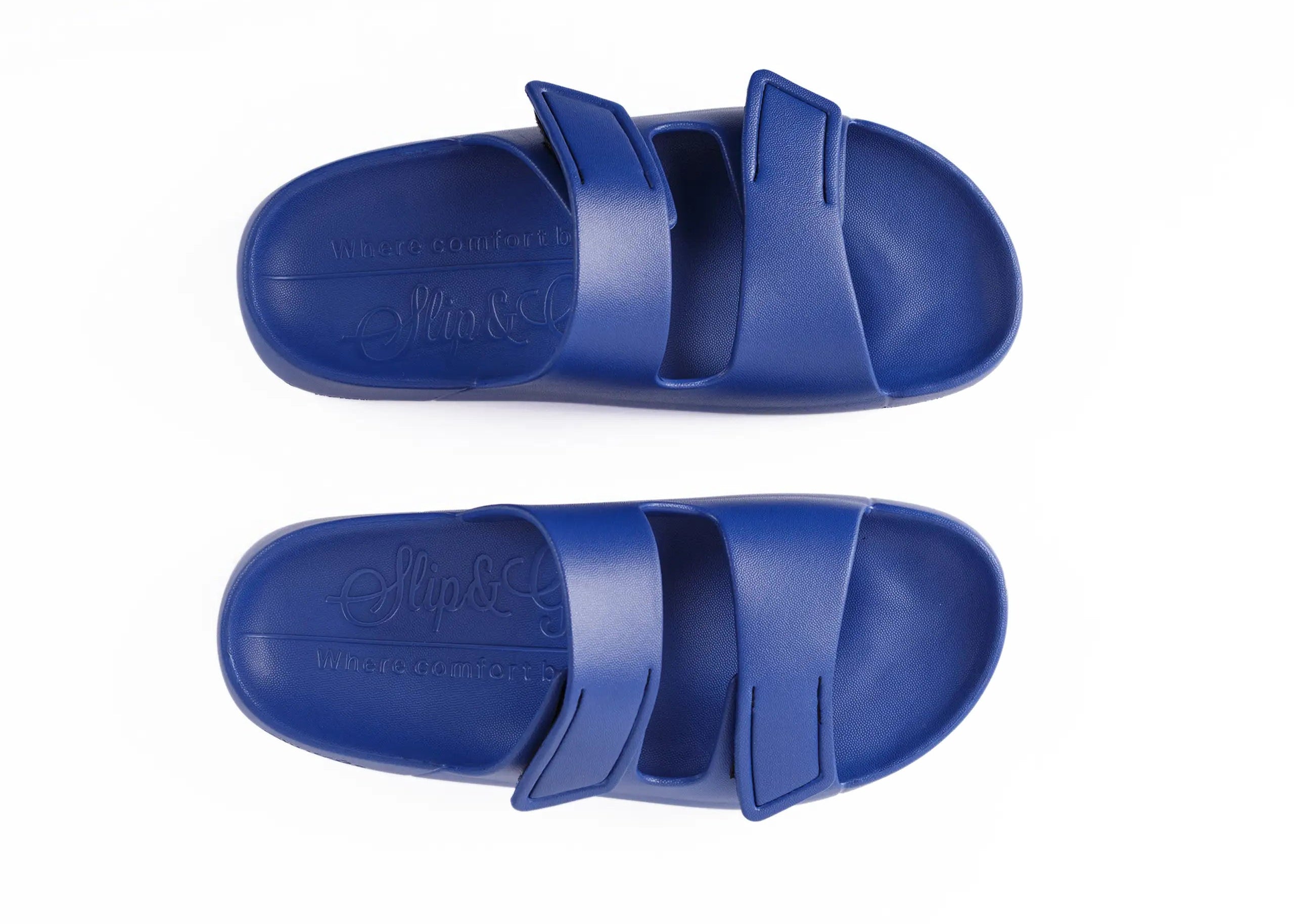 Pair of blue slides on a white background